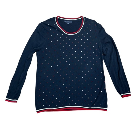 Tommy Hilfiger Navy Blue, Red, White Star-Studded Crewneck Sweater, XL - Picture 1 of 7